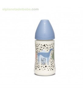 BIBERON BASIC PERRITOS AZUL SILICONA 270ML SUAVINEX