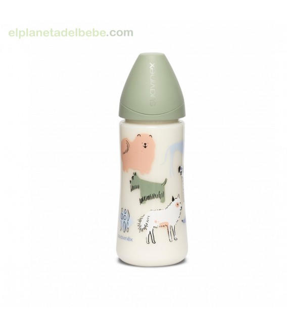 BIBERON BASIC PERRITOS VERDE SILICONA 360ML SUAVINEX
