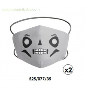 SET 2 MASCARILLAS INFANTIL CARITAS NEGRO PIRULOS