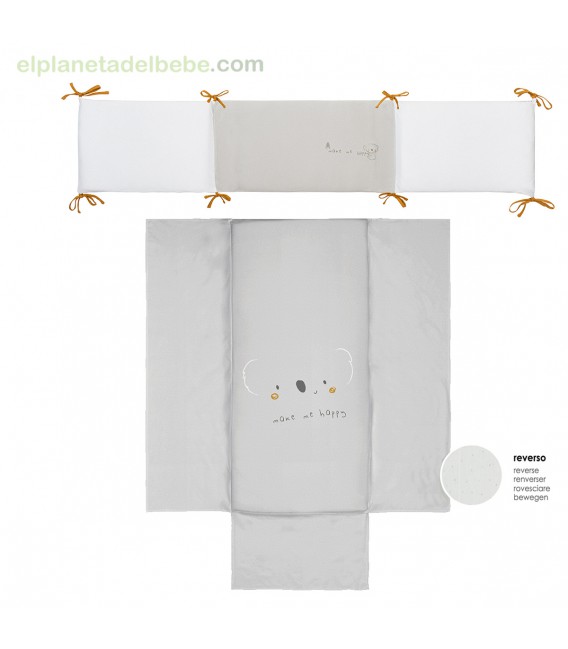 COLCHA REVERSIBLE Y PROTECTOR 60X120 SIDNEY BLANCO GRIS BIMBI