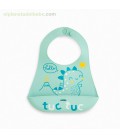 BABERO SILICONA PLEGABLE HELLO DINOS AZUL TUC TUC