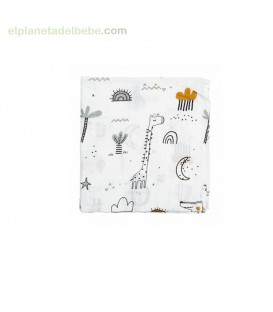 MUSELINA BAMBU JUNGLA BLANCO PIRULOS
