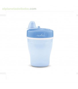 VASO DOBLE PARED CON BOQUILLA RIGIDA 200ML AZUL NUVITA