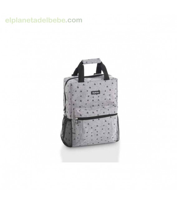 MOCHILA + CAMBIADOR DENIM STARS GRIS PIRULOS