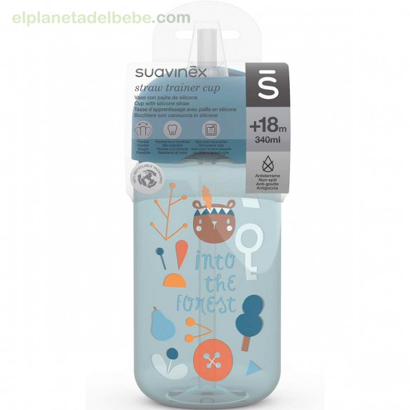 BOTELLA PAJITA +18M 340ML FOREST