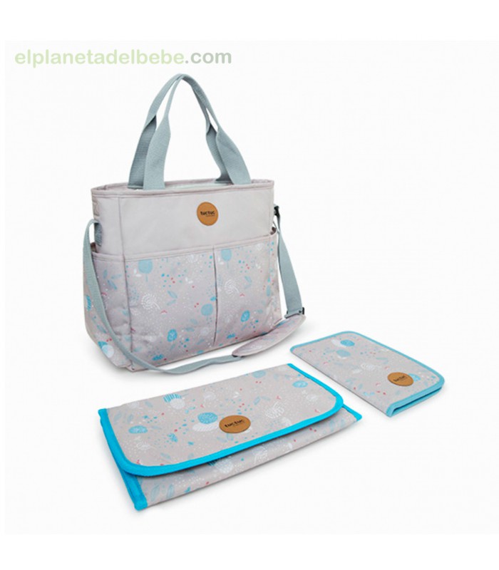 BOLSO + CAMBIADOR + PORTADOC LITTLE FOREST GRIS TUC TUC