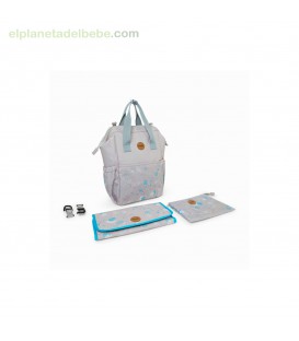 MOCHILA MATERNAL + CAMBIADOR + NECESER LITTLE FOREST GRIS TUC TUC