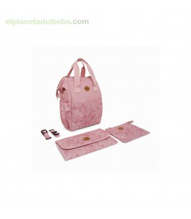MOCHILA MATERNAL + CAMBIADOR + NECESER LITTLE FOREST ROSA TUC TUC