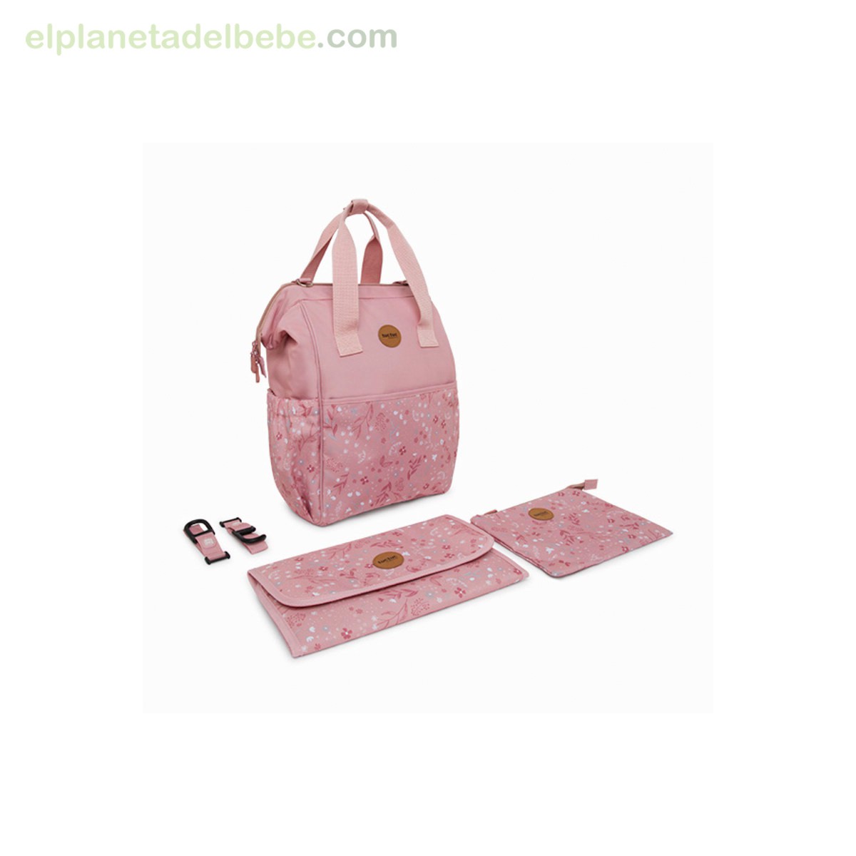 MOCHILA MATERNAL + CAMBIADOR + NECESER LITTLE FOREST ROSA TUC TUC