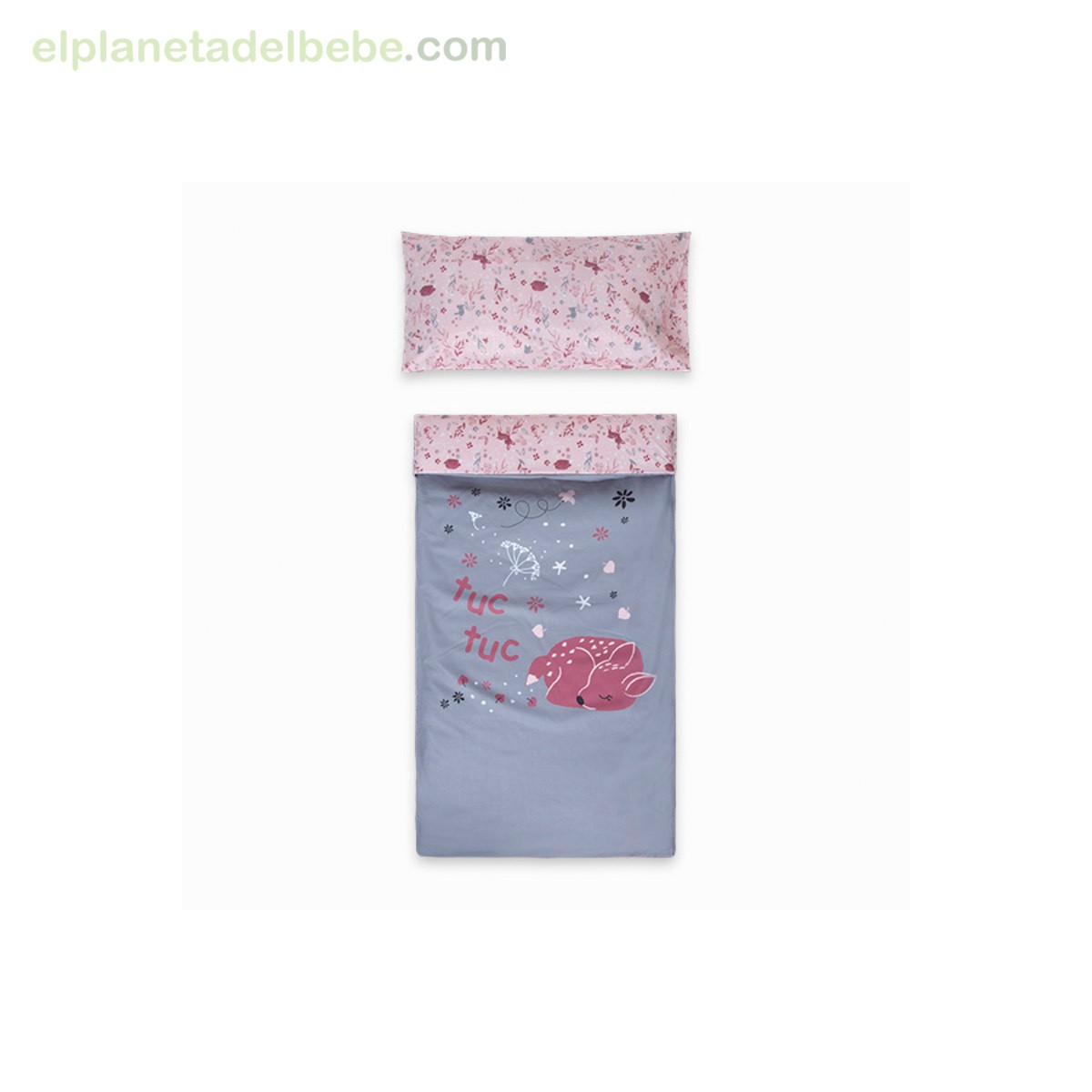 EDREDON + PROTECTOR CUNA 120X60 LITTLE FOREST ROSA TUC TUC