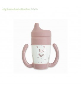 TAZA EVOLUTIVA CON ASAS Y TETINA SILICONA LITTLE FOREST ROSA TUC TUC