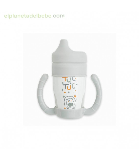 TAZA EVOLUTIVA CON ASAS Y TETINA SILICONA TUCTUC&FRIENDS GRIS TUC TUC