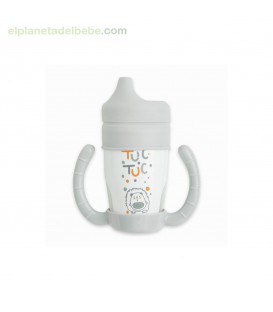 TAZA EVOLUTIVA CON ASAS Y TETINA SILICONA TUCTUC&FRIENDS GRIS TUC TUC
