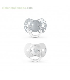 CHUPETE S 0/6M 2 UDS FOX GRIS SUAVINEX