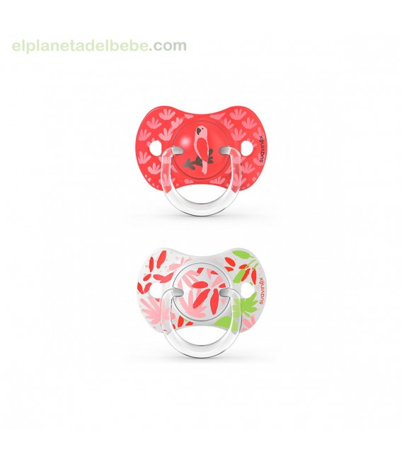 CHUPETE 6/18M 2UDS JUNGLE ROSA SUAVINEX
