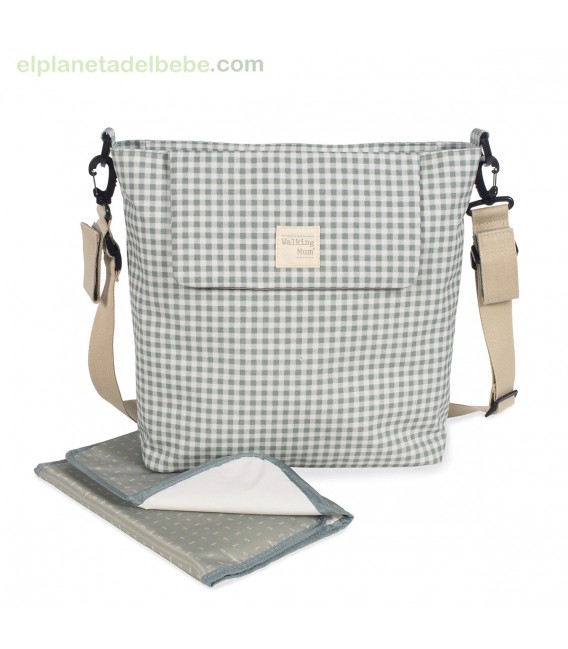 BOLSA CANASTILLA I LOVE VICHY VERDE WALKING MUM