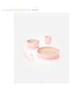 VAJILLA 5 PIEZAS MELAMINA CON VENTOSA NORDIC ROSA SARO