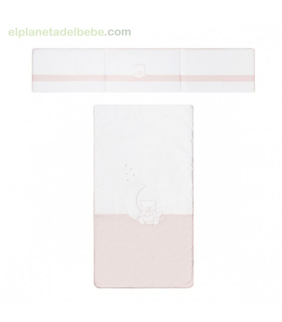 COLCHA Y PROTECTOR CUNA 60X120 TEDDY ROSA PETIT PRAIA