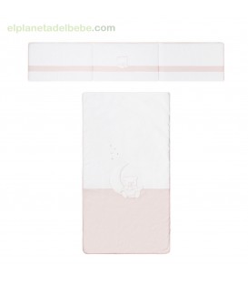 COLCHA Y PROTECTOR CUNA 60X120 TEDDY ROSA PETIT PRAIA