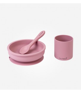 SET DE ALIMENTACION SILICONA 3 PIEZAS NORDIC PARTY ROSA SARO