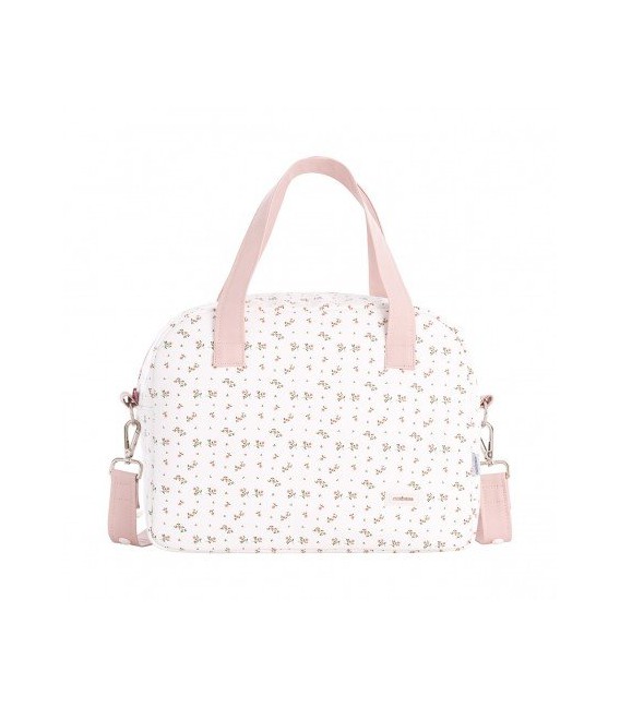 BOLSO MATERNAL PACK AURA BEIG/FLORES 16X43X37CM CAMBRAS