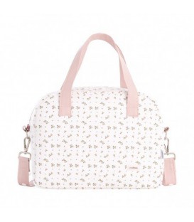 BOLSO MATERNAL PACK AURA BEIG/FLORES 16X43X37CM CAMBRAS