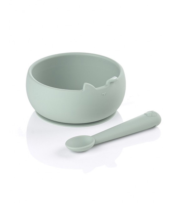 SET VAJILLA SILICONA BOWL (BOL Y CUCHARA) MINT JANE