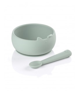 SET VAJILLA SILICONA BOWL (BOL Y CUCHARA) MINT JANE