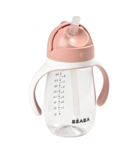 TAZA CON PAJITA 300ML ROSA VIEJO BEABA