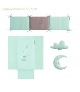 COLCHA REVERSIBLE + PROTECTOR SWEET NIGHT MENTA BIMBIDREAMS
